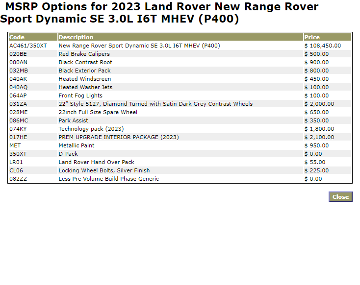 2023 Land Rover Range Rover Sport Dynamic SE - INFOCAR - Toronto Auto Trading Platform